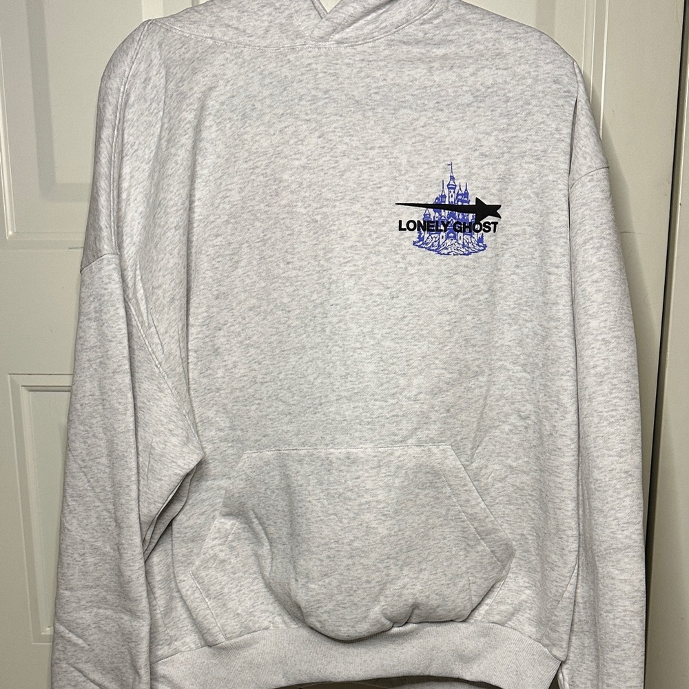 Unisex Lonely Ghost Light Gray Hoodie - Large